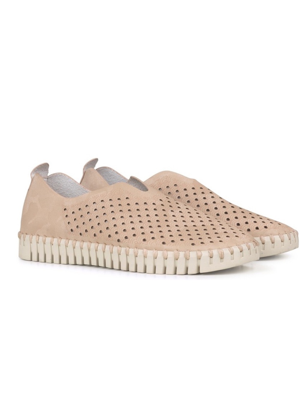 Ilse Jacobsen Tulip Perforated Slip-On Flats in Adobe Rose